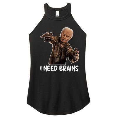 Funny Halloween Joe Biden Zombie I Need Brains Costume Women’s Perfect Tri Rocker Tank