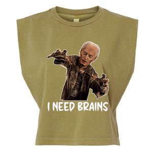 Funny Halloween Joe Biden Zombie I Need Brains Costume Garment-Dyed Women's Muscle Tee