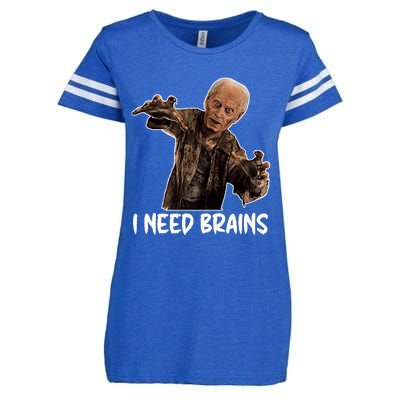 Funny Halloween Joe Biden Zombie I Need Brains Costume Enza Ladies Jersey Football T-Shirt