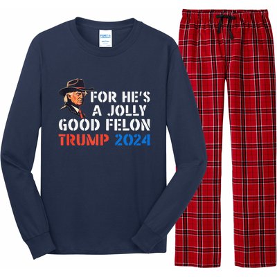 For HeS Jolly Good Felon Trump Voting For Convicted Felon Long Sleeve Pajama Set