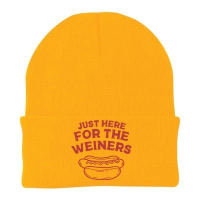 Funny Hotdog Just Here For The Wiener 4th Of July Knit Cap Winter Beanie