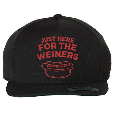 Funny Hotdog Just Here For The Wiener 4th Of July Wool Snapback Cap