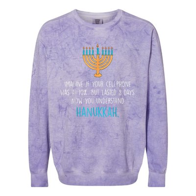 Funny Hanukkah Jewish Holiday Channukah Jew Fun Hanukkah Colorblast Crewneck Sweatshirt