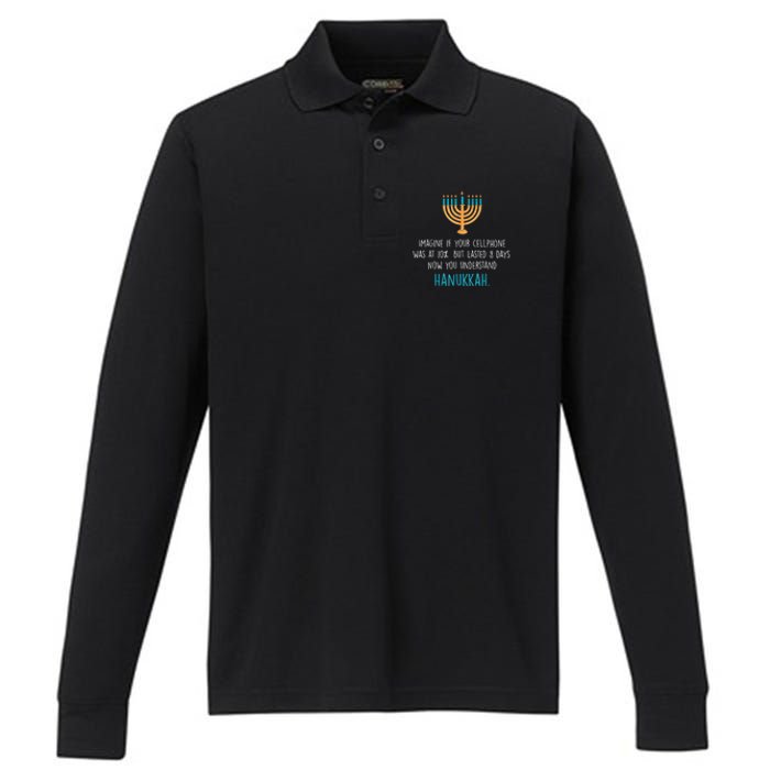 Funny Hanukkah Jewish Holiday Channukah Jew Fun Hanukkah Performance Long Sleeve Polo