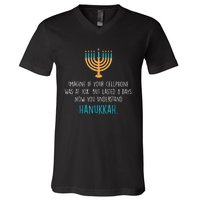 Funny Hanukkah Jewish Holiday Channukah Jew Fun Hanukkah V-Neck T-Shirt