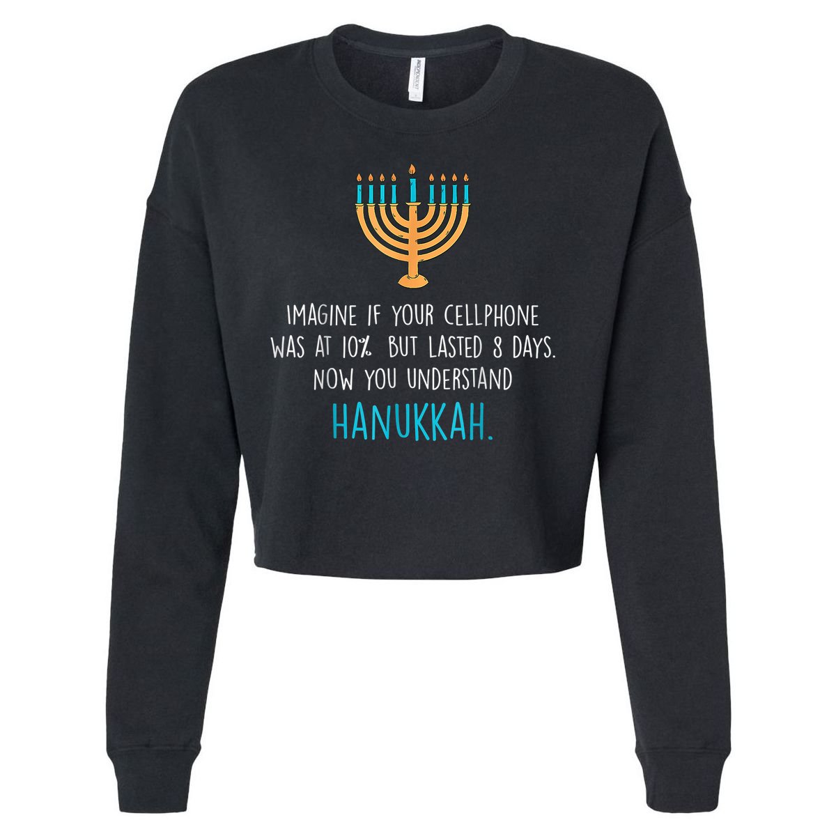 Funny Hanukkah Jewish Holiday Channukah Jew Fun Hanukkah Cropped Pullover Crew