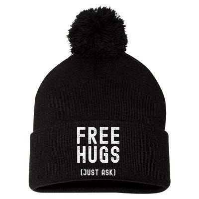 Free Hugs Just Ask Pom Pom 12in Knit Beanie