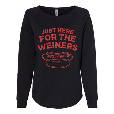 Funny Hotdog Just Here For The Wiener 4th Of July Womens California Wash Sweatshirt