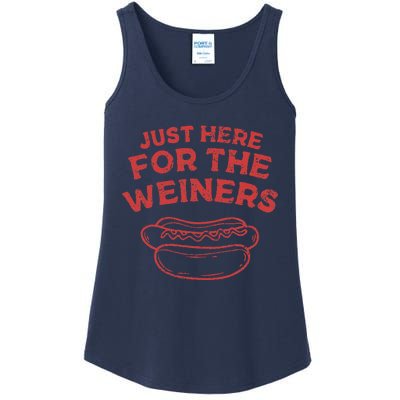 Funny Hotdog Just Here For The Wiener 4th Of July Ladies Essential Tank