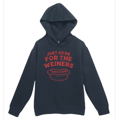 Funny Hotdog Just Here For The Wiener 4th Of July Urban Pullover Hoodie