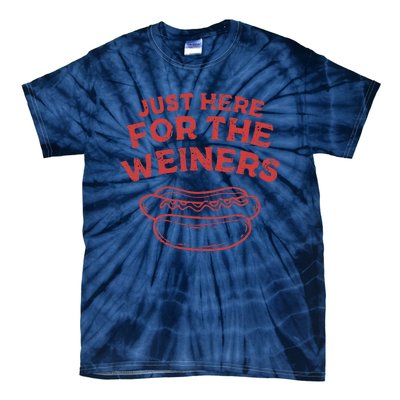 Funny Hotdog Just Here For The Wiener 4th Of July Tie-Dye T-Shirt