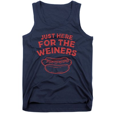 Funny Hotdog Just Here For The Wiener 4th Of July Tank Top