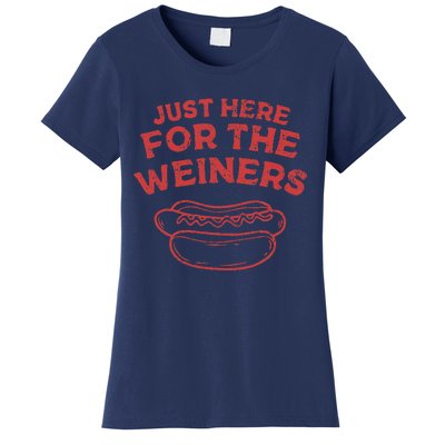 Funny Hotdog Just Here For The Wiener 4th Of July Women's T-Shirt