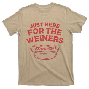 Funny Hotdog Just Here For The Wiener 4th Of July T-Shirt