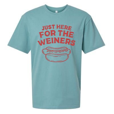 Funny Hotdog Just Here For The Wiener 4th Of July Sueded Cloud Jersey T-Shirt