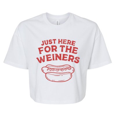 Funny Hotdog Just Here For The Wiener 4th Of July Bella+Canvas Jersey Crop Tee