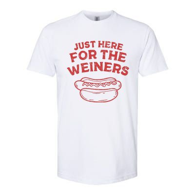 Funny Hotdog Just Here For The Wiener 4th Of July Softstyle CVC T-Shirt