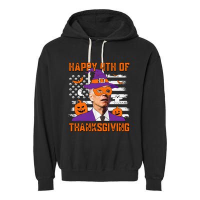 Funny Halloween Joe Biden Confused Happy 4th Of Thanksgiving Garment-Dyed Fleece Hoodie