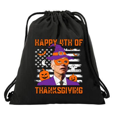 Funny Halloween Joe Biden Confused Happy 4th Of Thanksgiving Drawstring Bag