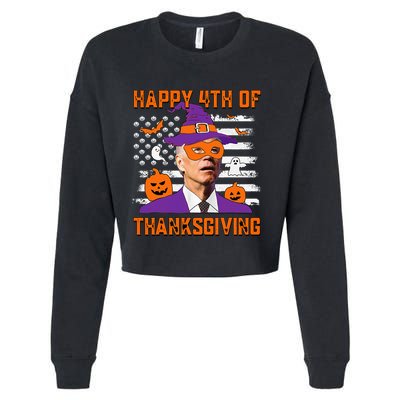 Funny Halloween Joe Biden Confused Happy 4th Of Thanksgiving Cropped Pullover Crew