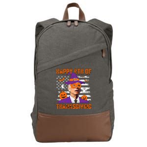 Funny Halloween Joe Biden Confused Happy 4th Of Thanksgiving Cotton Canvas Backpack