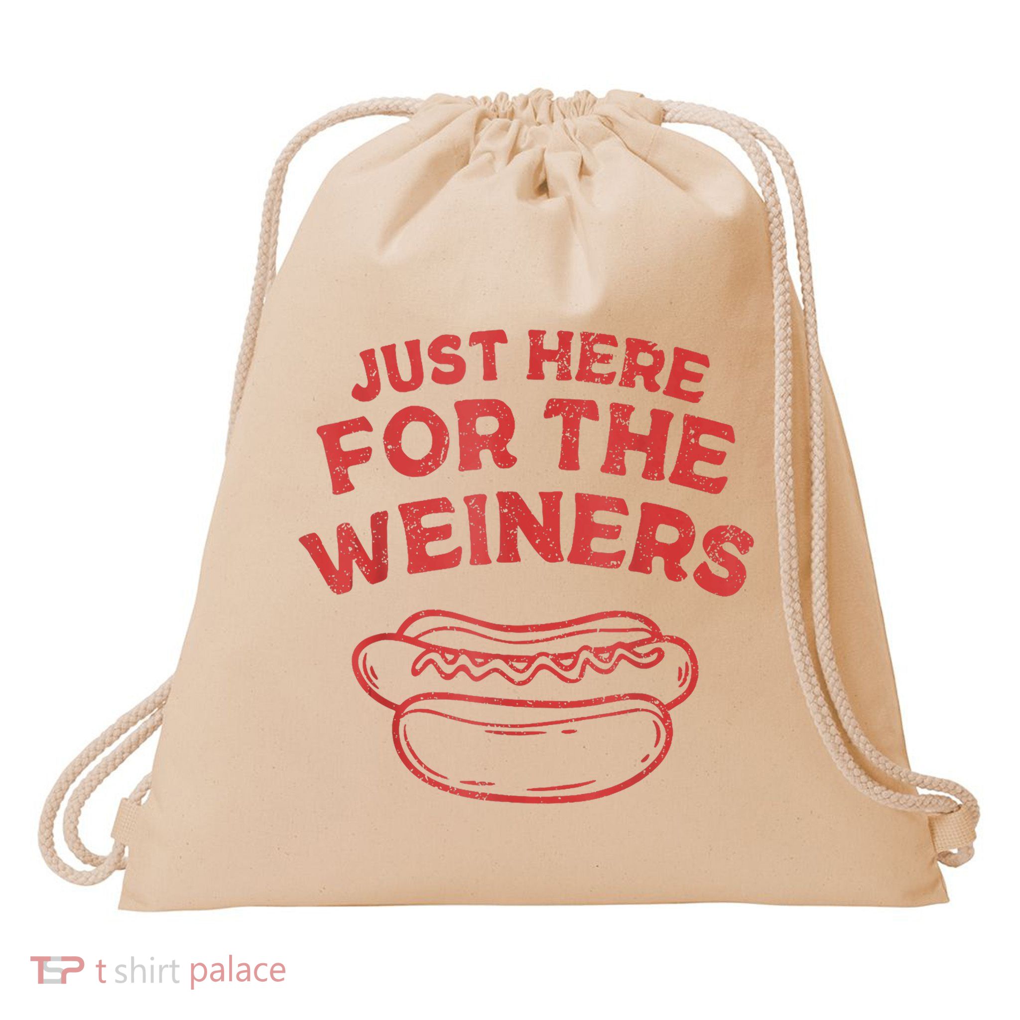 Funny Hotdog Just Here For The Wiener 4th Of July Drawstring Bag