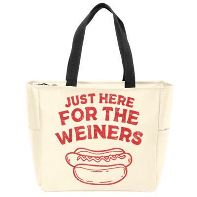 Funny Hotdog Just Here For The Wiener 4th Of July Zip Tote Bag