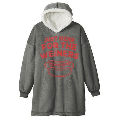 Funny Hotdog Just Here For The Wiener 4th Of July Hooded Wearable Blanket