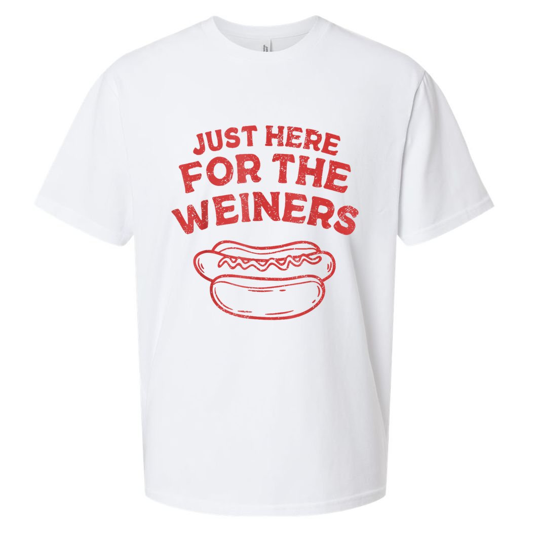 Funny Hotdog Just Here For The Wiener 4th Of July Sueded Cloud Jersey T-Shirt