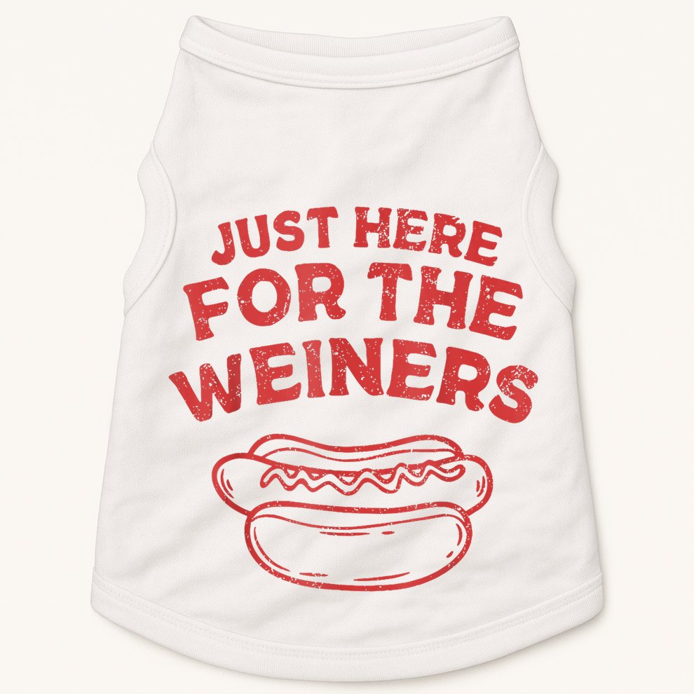 Funny Hotdog Just Here For The Wiener 4th Of July Doggie Tank
