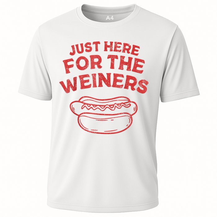 Funny Hotdog Just Here For The Wiener 4th Of July Cooling Performance Crew T-Shirt