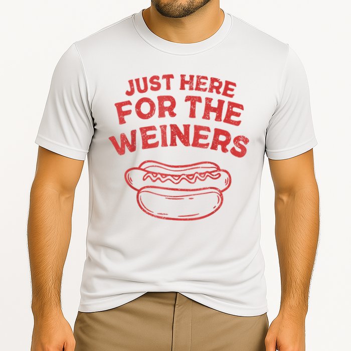 Funny Hotdog Just Here For The Wiener 4th Of July Cooling Performance Crew T-Shirt