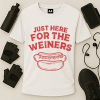 Funny Hotdog Just Here For The Wiener 4th Of July Cooling Performance Crew T-Shirt