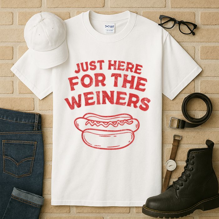 Funny Hotdog Just Here For The Wiener 4th Of July Tall T-Shirt