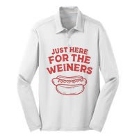 Funny Hotdog Just Here For The Wiener 4th Of July Silk Touch Performance Long Sleeve Polo