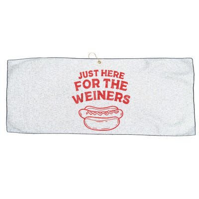 Funny Hotdog Just Here For The Wiener 4th Of July Large Microfiber Waffle Golf Towel