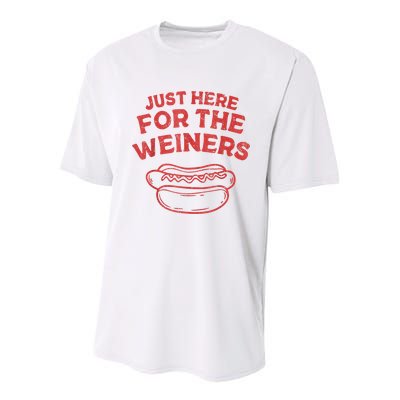 Funny Hotdog Just Here For The Wiener 4th Of July Youth Performance Sprint T-Shirt