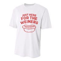 Funny Hotdog Just Here For The Wiener 4th Of July Youth Performance Sprint T-Shirt