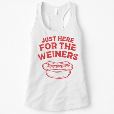 Funny Hotdog Just Here For The Wiener 4th Of July Womens Tank Top