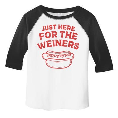 Funny Hotdog Just Here For The Wiener 4th Of July Toddler Fine Jersey T-Shirt