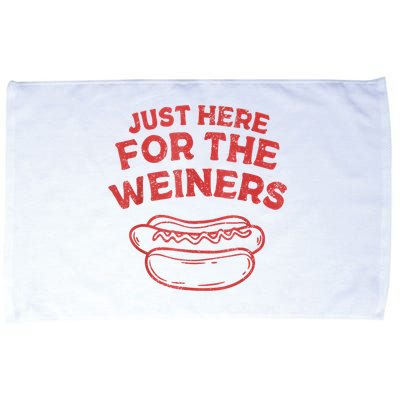 Funny Hotdog Just Here For The Wiener 4th Of July Microfiber Hand Towel