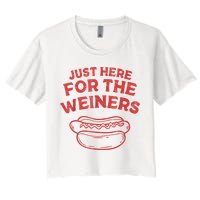 Funny Hotdog Just Here For The Wiener 4th Of July Crop Top