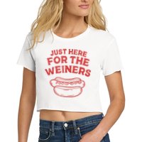 Funny Hotdog Just Here For The Wiener 4th Of July Crop Top