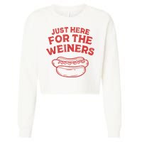 Funny Hotdog Just Here For The Wiener 4th Of July Cropped Pullover Crew