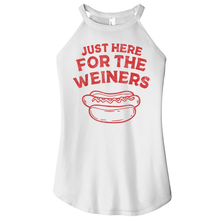 Funny Hotdog Just Here For The Wiener 4th Of July Women's Perfect Tri Rocker Tank