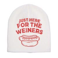 Funny Hotdog Just Here For The Wiener 4th Of July Short Acrylic Beanie