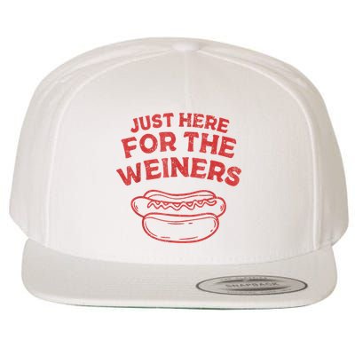 Funny Hotdog Just Here For The Wiener 4th Of July Wool Snapback Cap