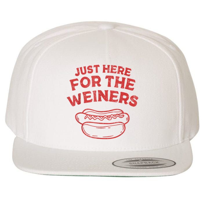 Funny Hotdog Just Here For The Wiener 4th Of July Wool Snapback Cap