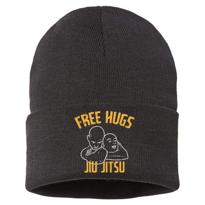 Free Hug Jiu Jitsu Choke Funny Bjj Sports Martial Arts Sustainable Knit Beanie