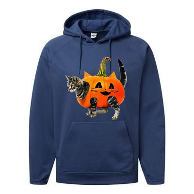 Funny Halloween Jack O Lantern Pumpkin Cat Performance Fleece Hoodie